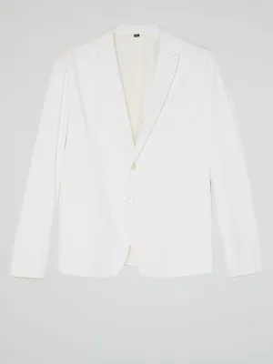 White Pocket-Detail Blazer
