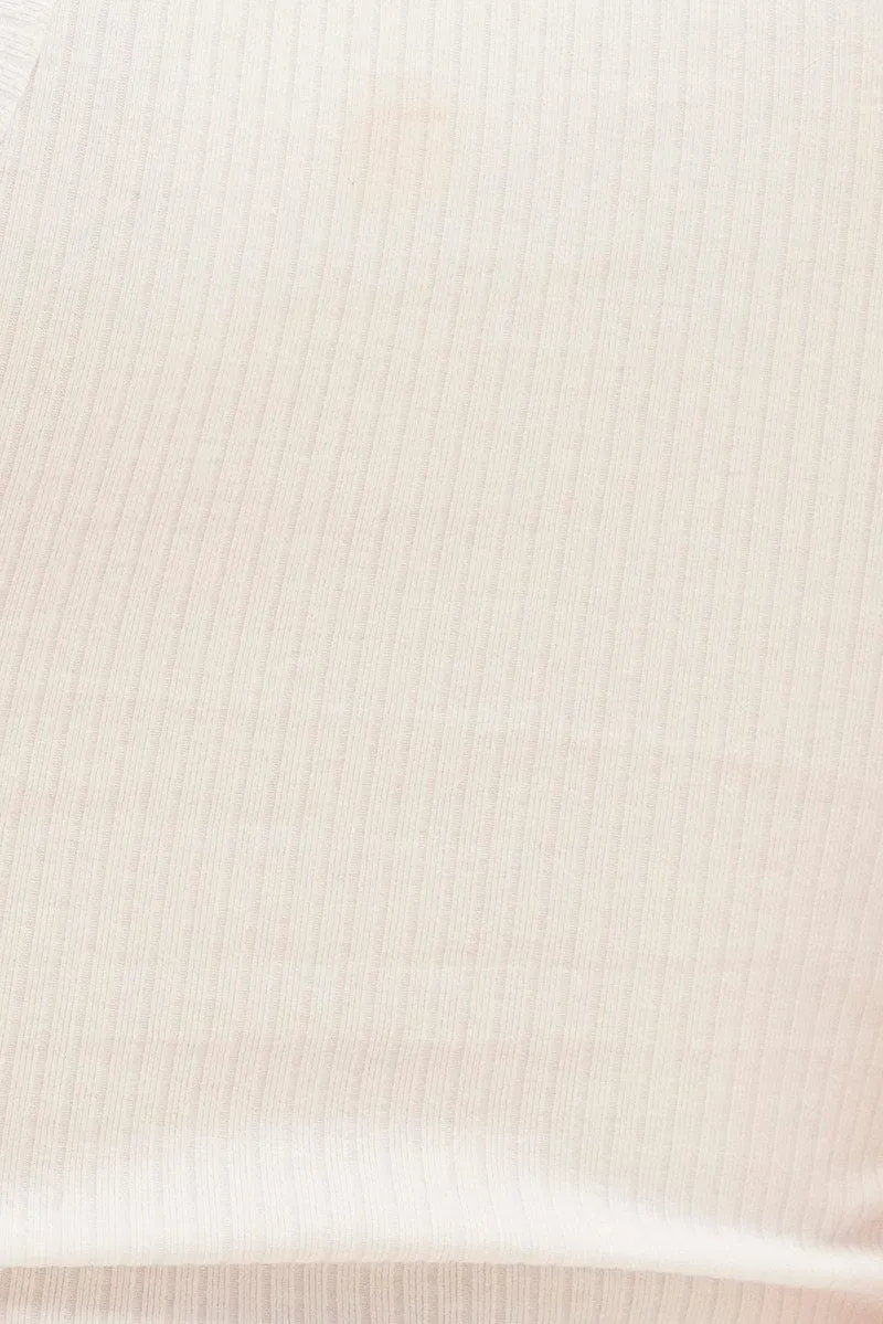 White Prea Scoop Neck Crop Rib Sleeveless Tank