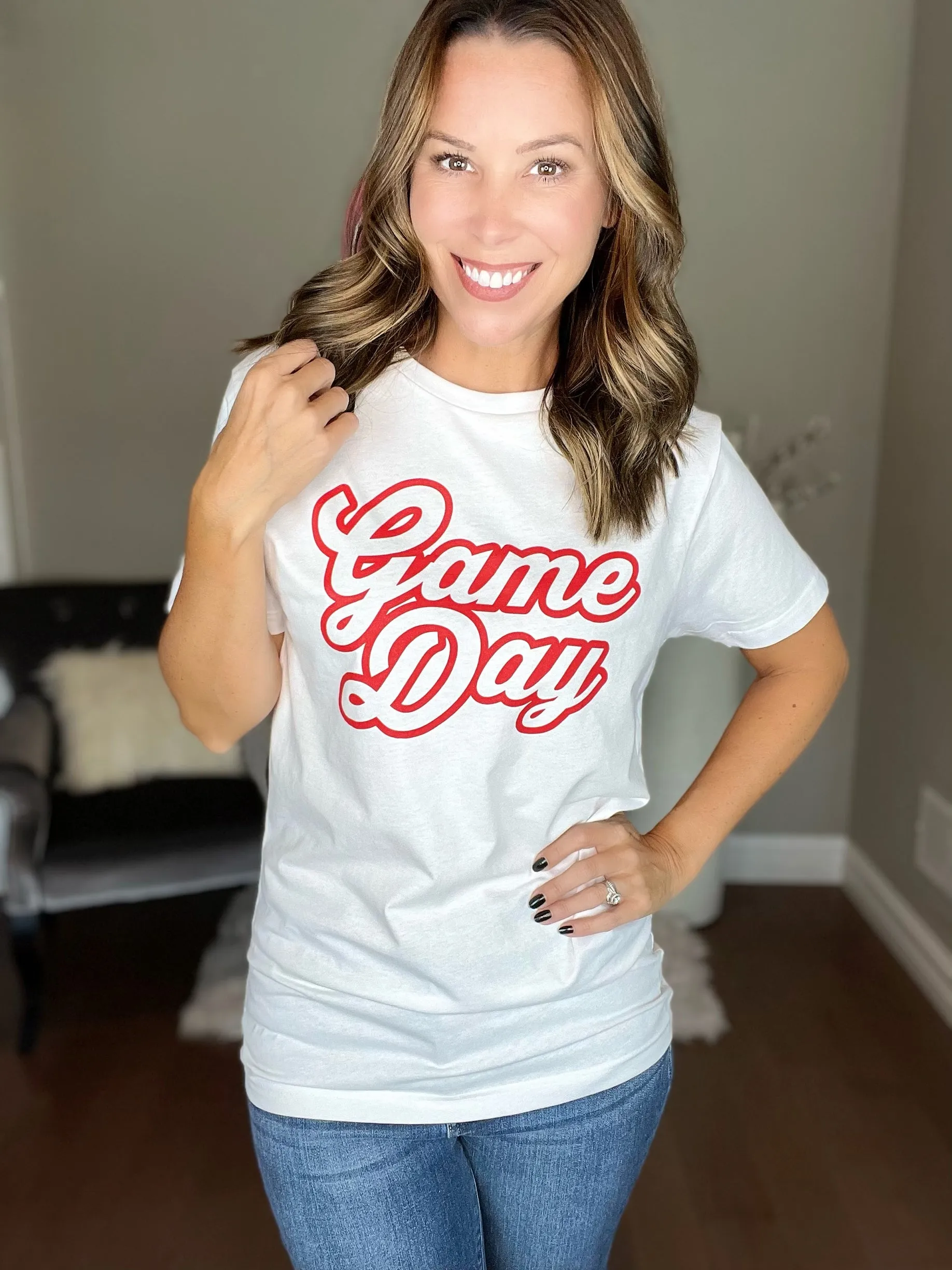 White/Red Game Day Tee