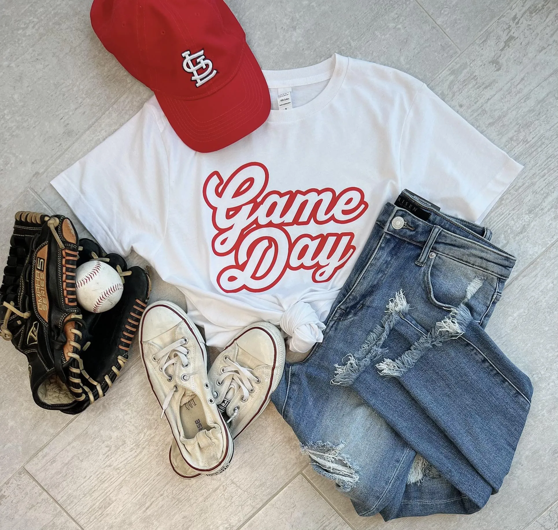 White/Red Game Day Tee