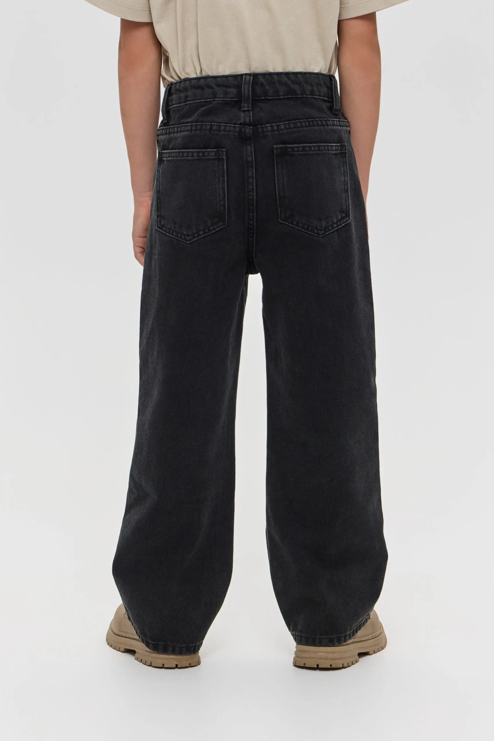 Wide Leg Jeans, Jet Black