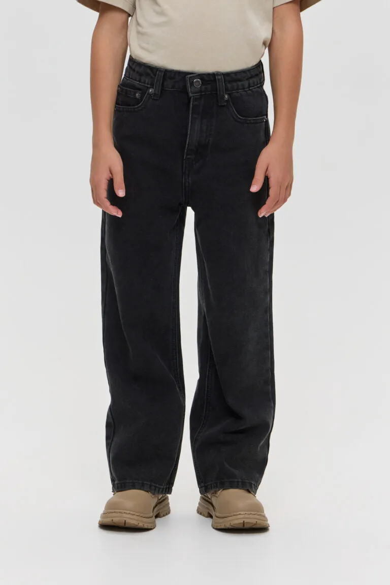 Wide Leg Jeans, Jet Black