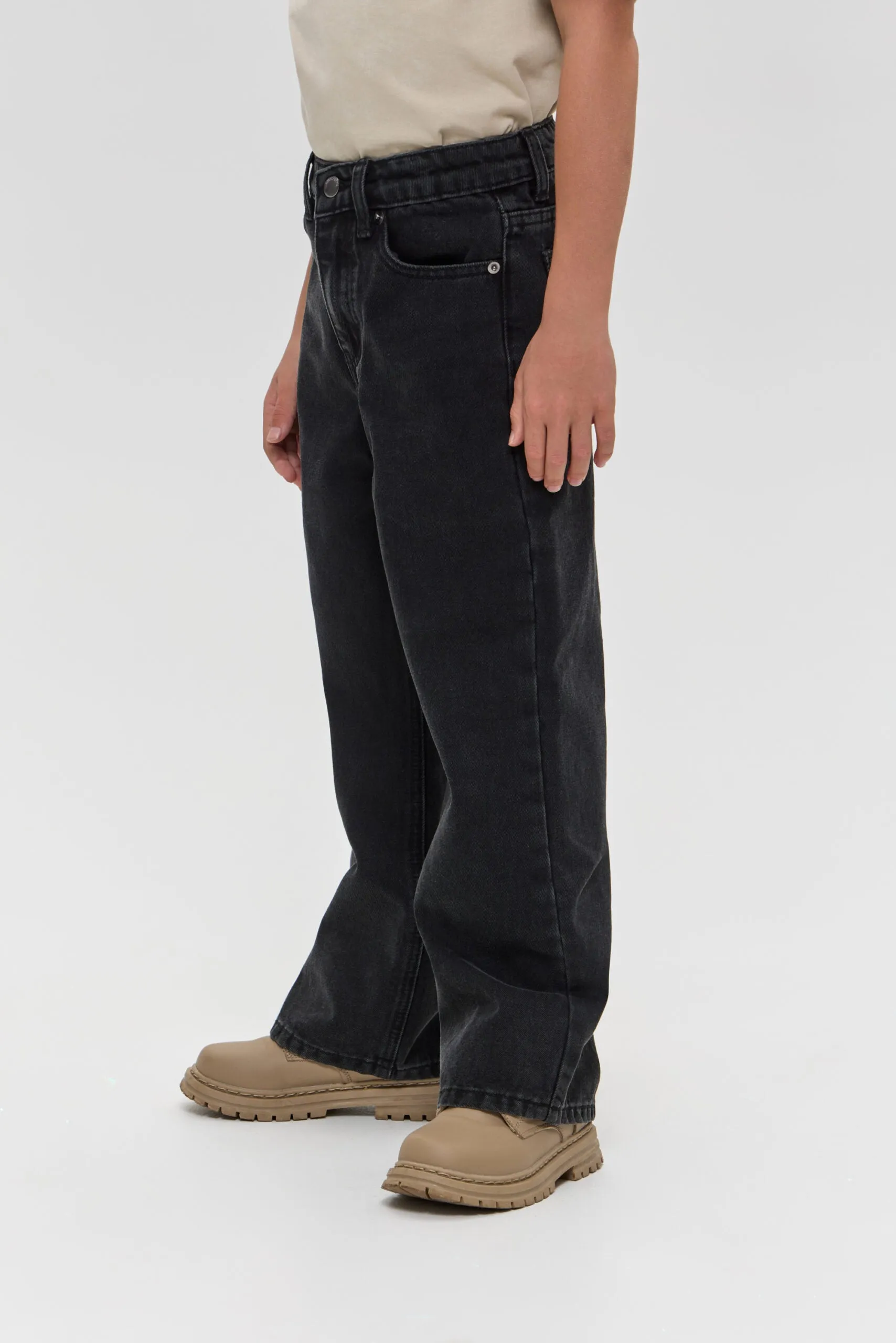 Wide Leg Jeans, Jet Black