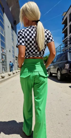 Wide Leg Pants, High Waist Pants, Green Pants, Loose Pants, Drop Crotch Pants, Extravagant Throusers , Avant-garde Pants, Casual Pants