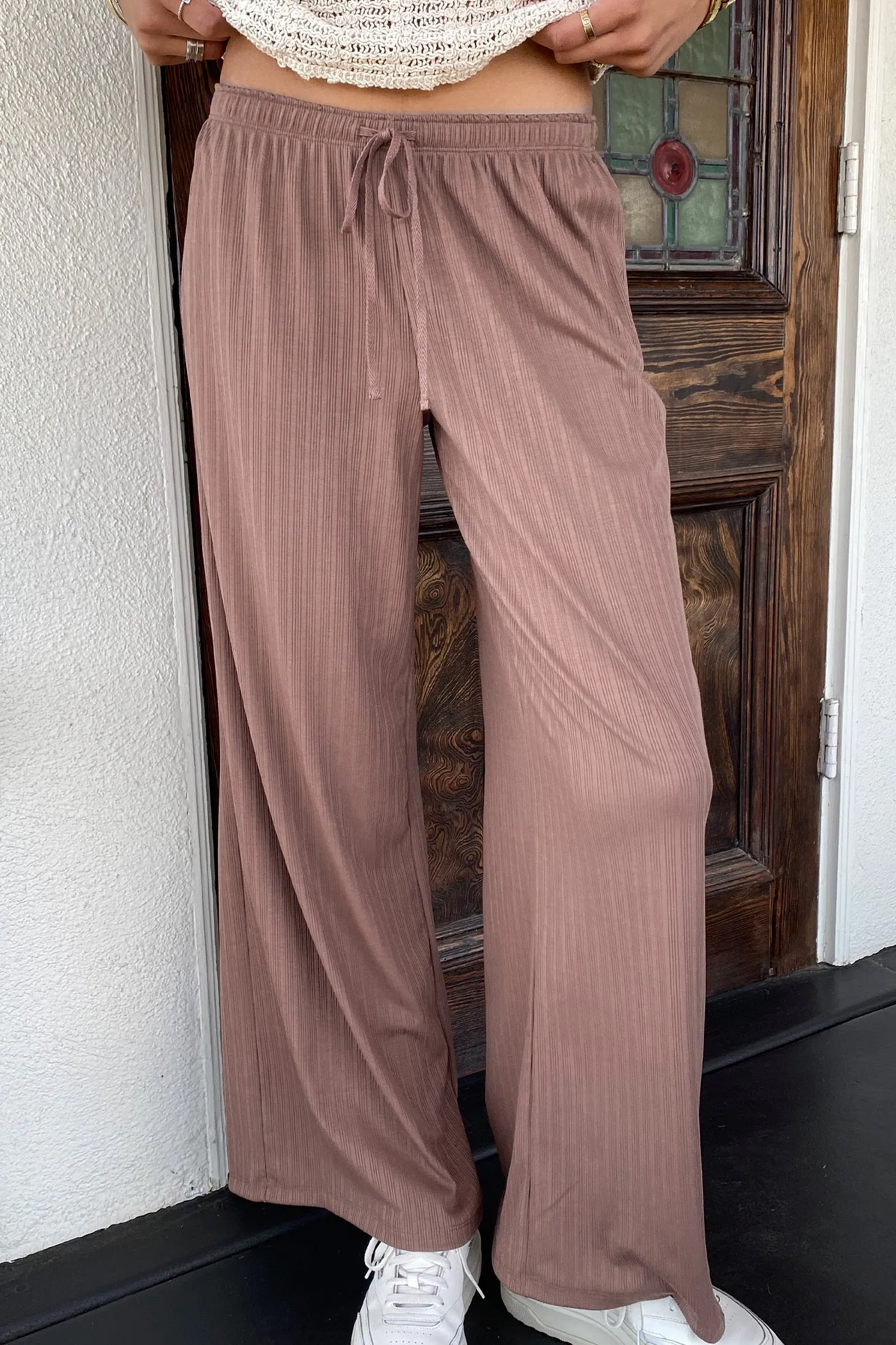 Wide Leg Ribbed Pants