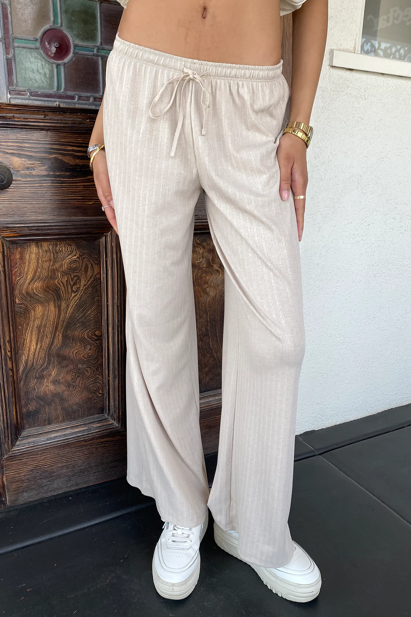 Wide Leg Ribbed Pants