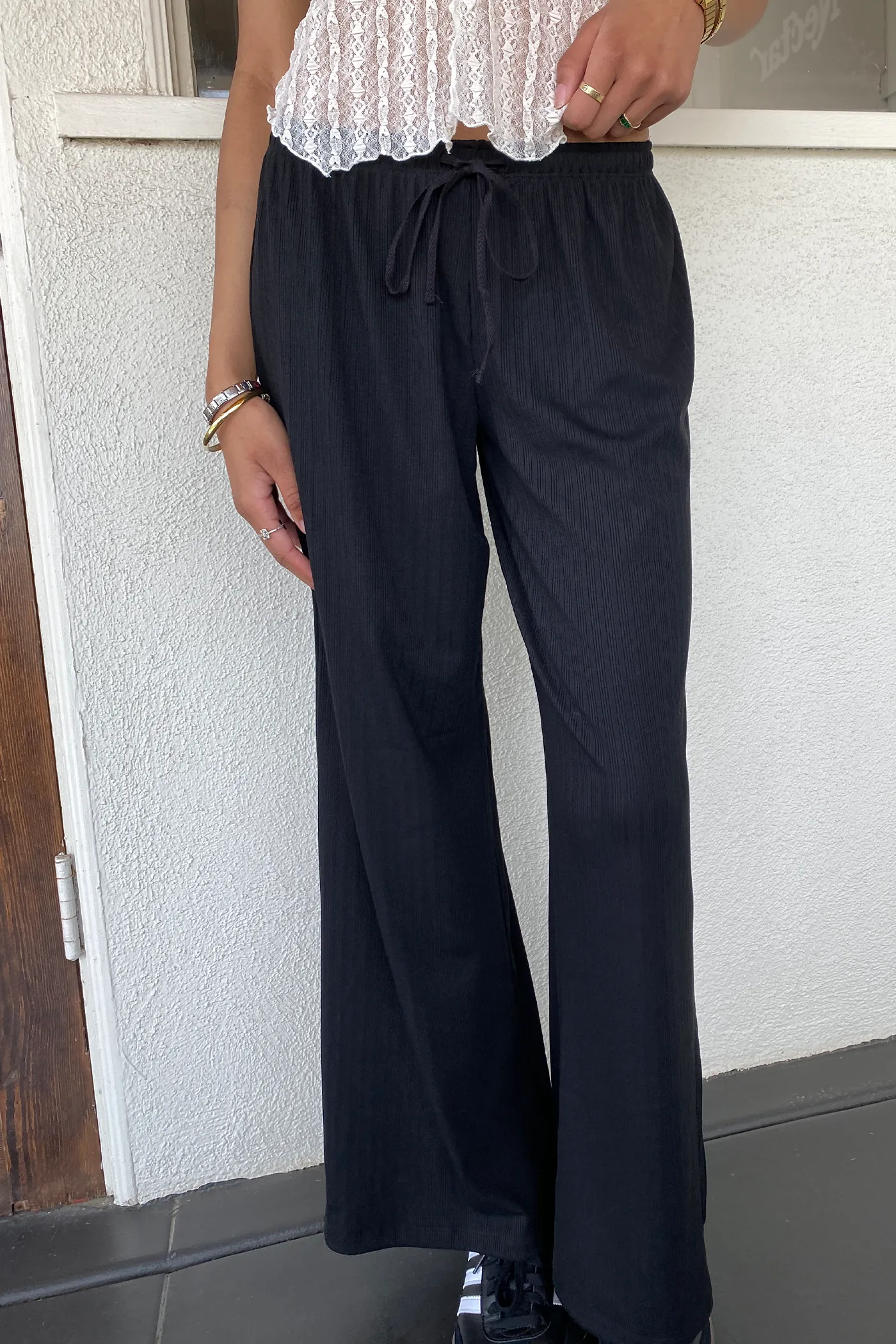 Wide Leg Ribbed Pants
