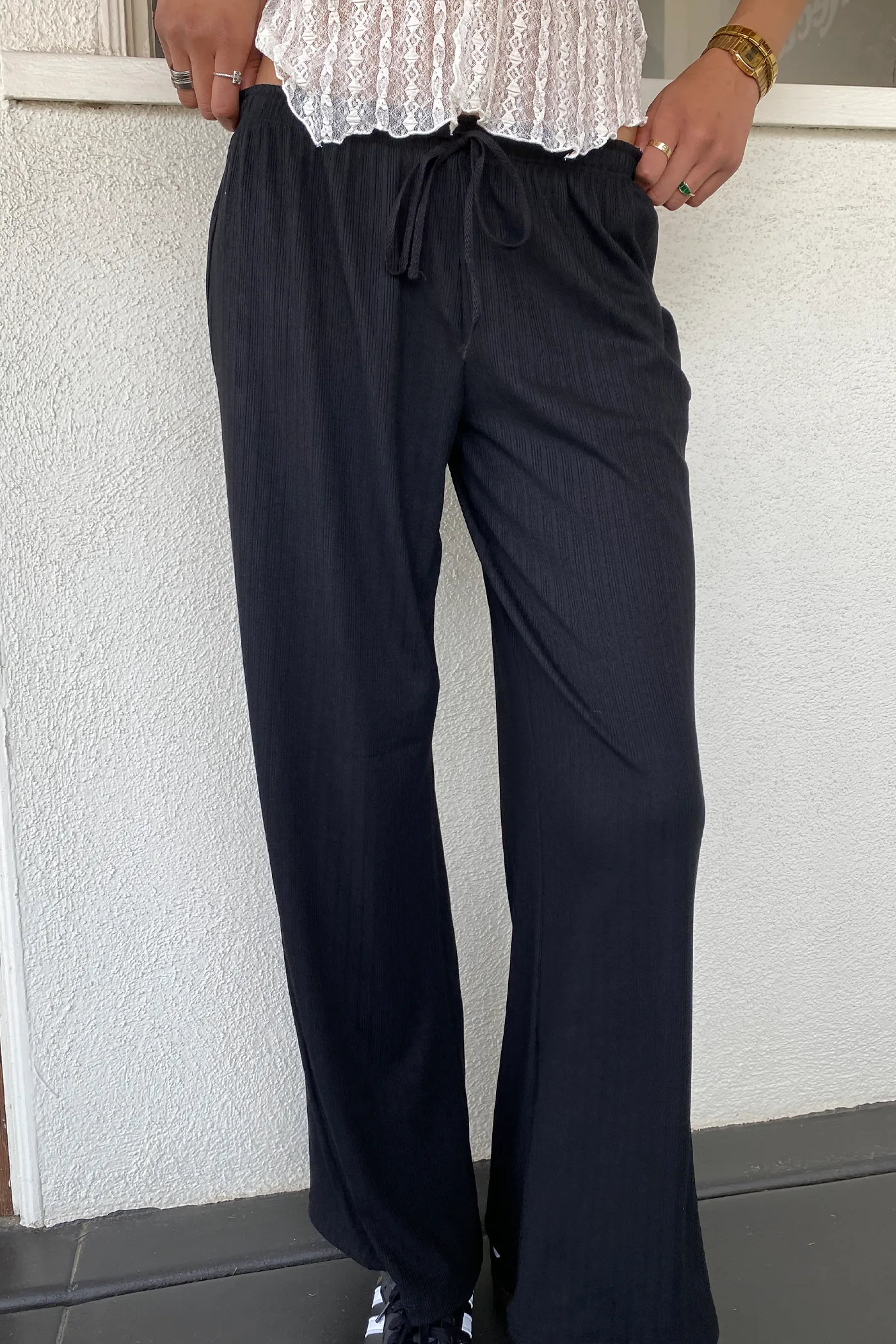 Wide Leg Ribbed Pants