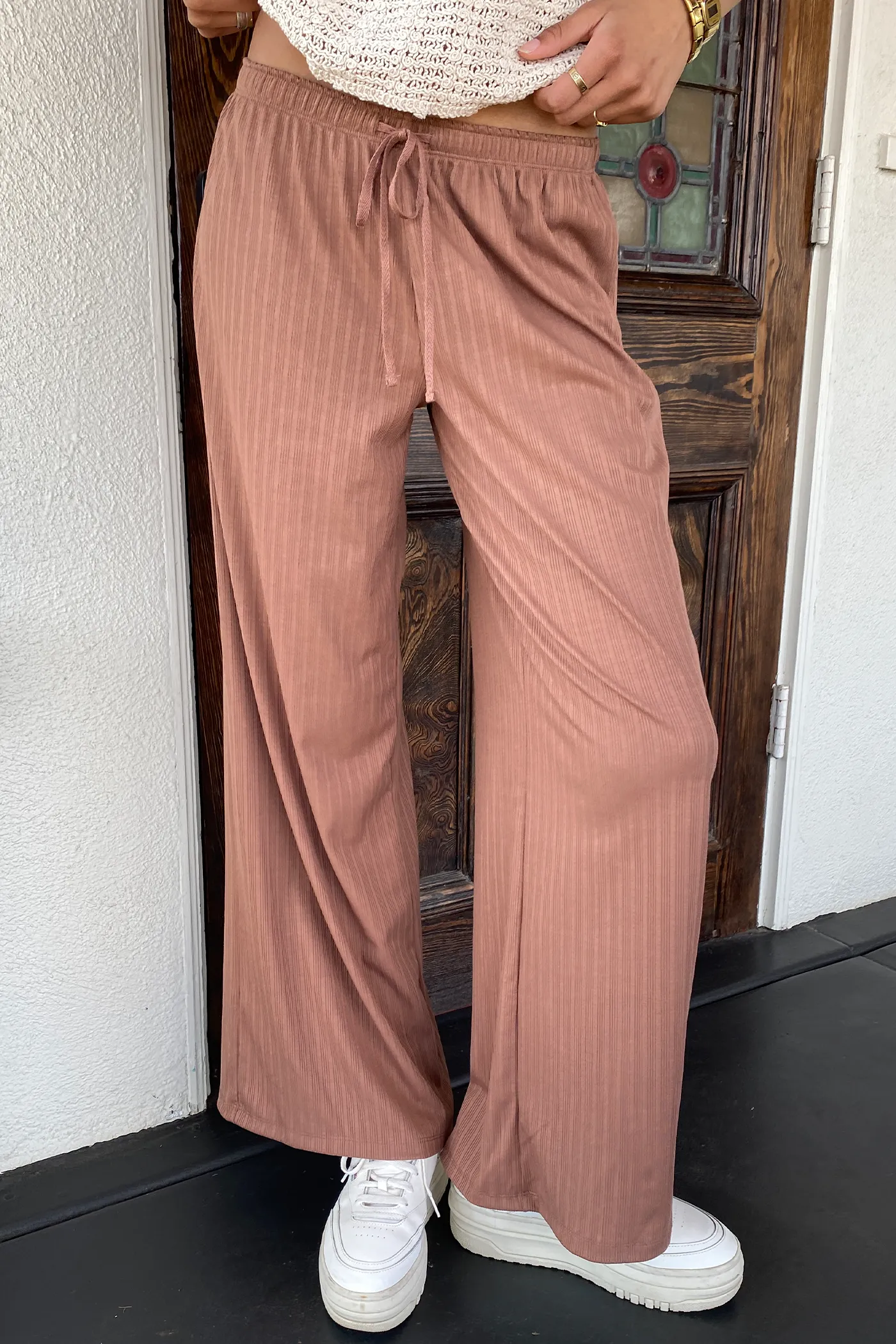 Wide Leg Ribbed Pants