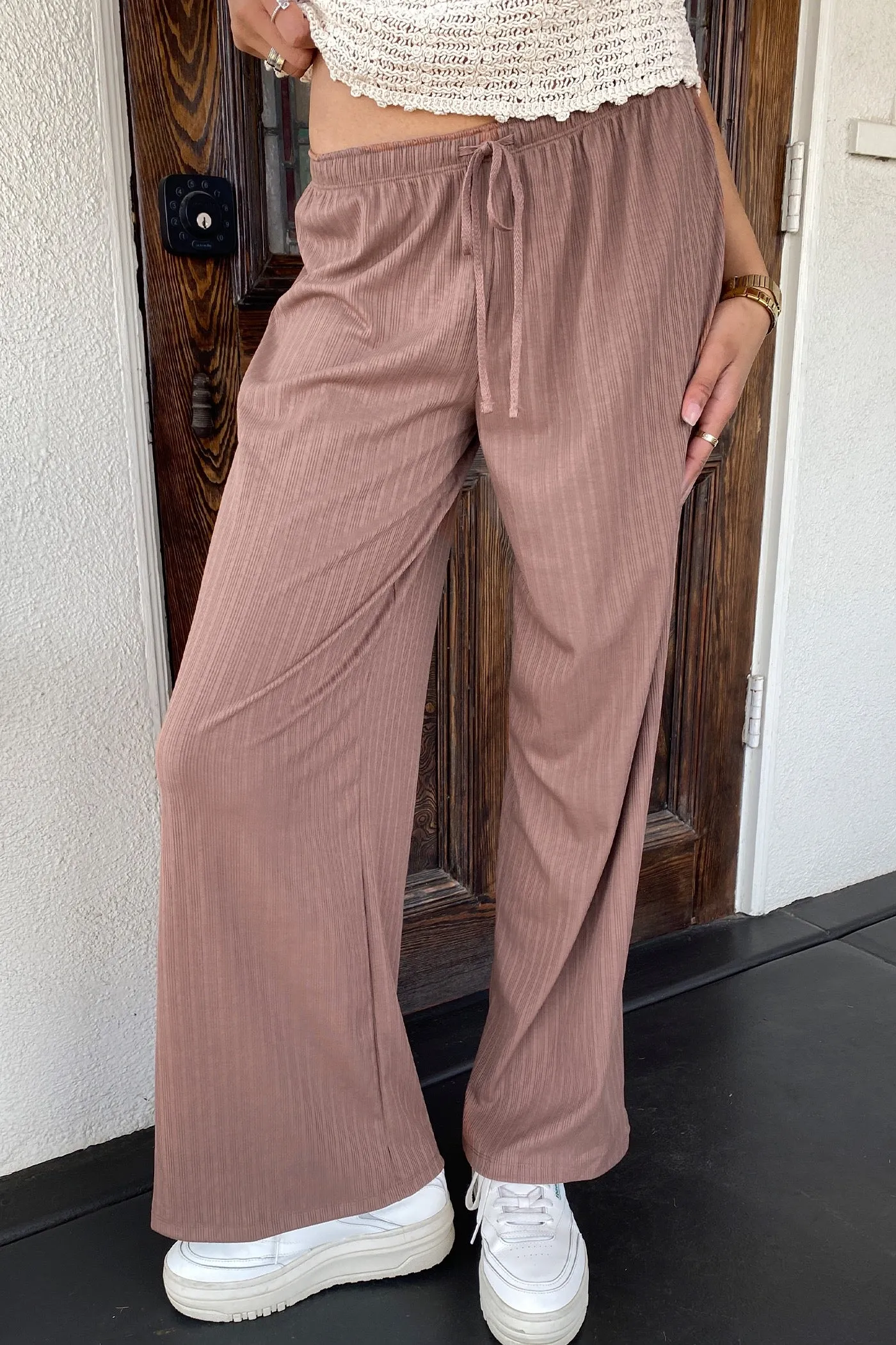 Wide Leg Ribbed Pants