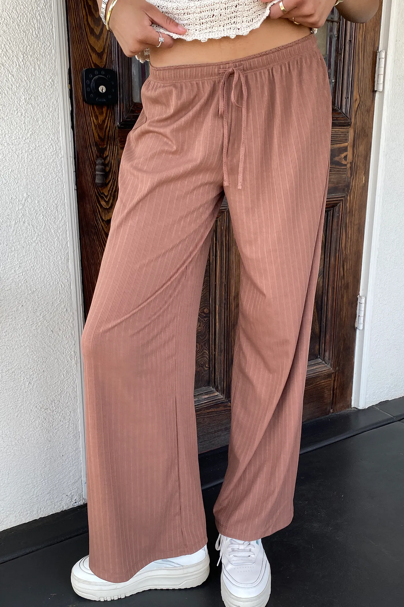 Wide Leg Ribbed Pants