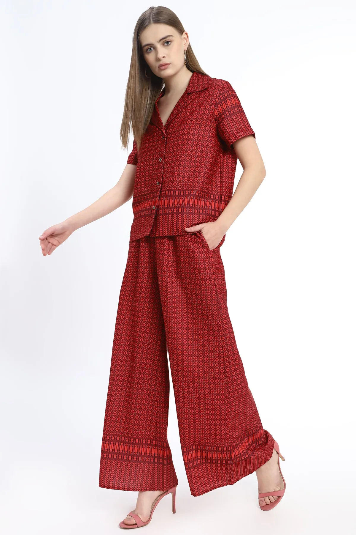 Wide Leg trouser with elasticated waist band in Ankle Length