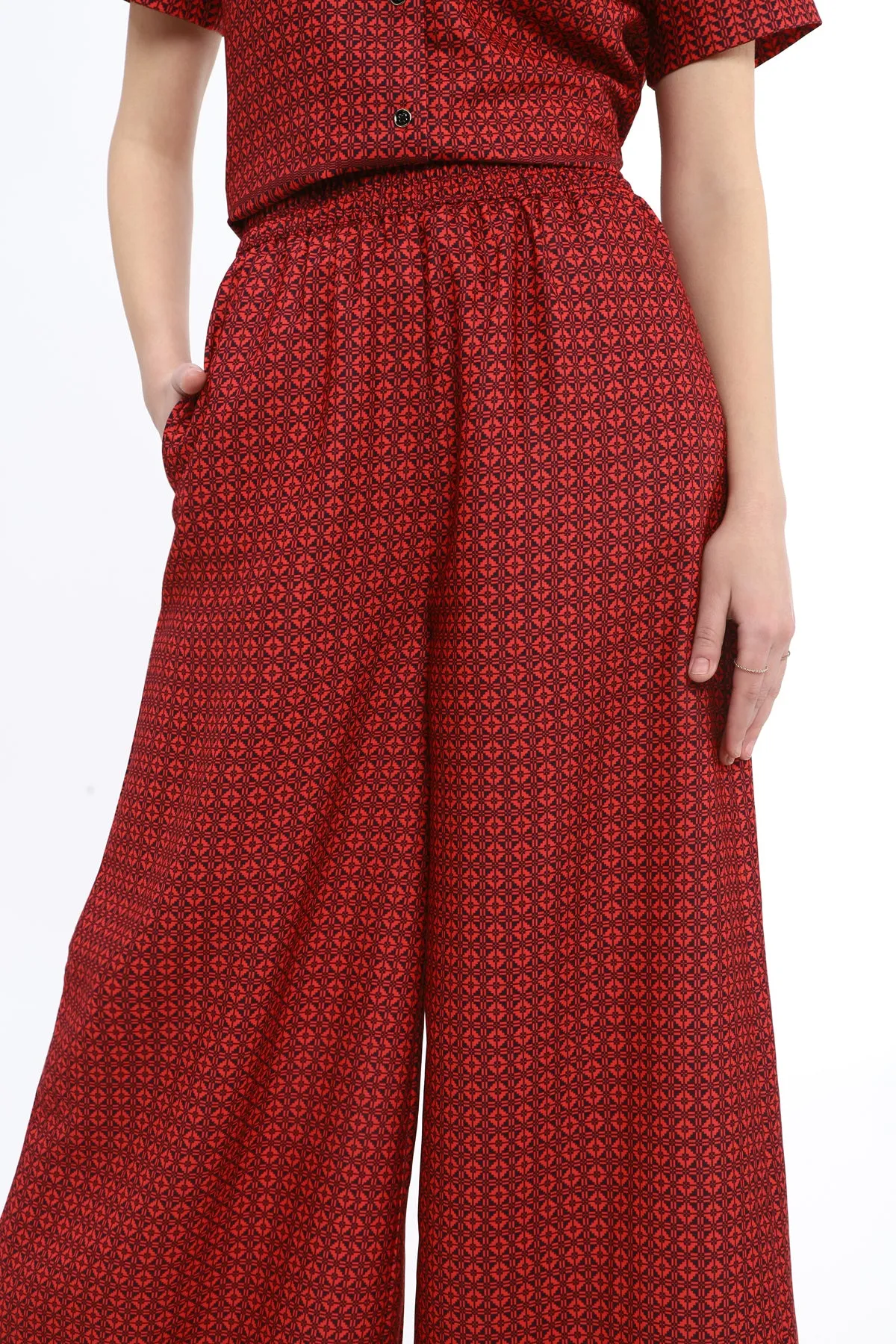 Wide Leg trouser with elasticated waist band in Ankle Length