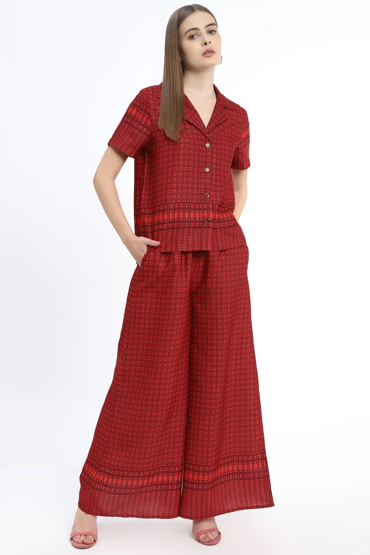 Wide Leg trouser with elasticated waist band in Ankle Length