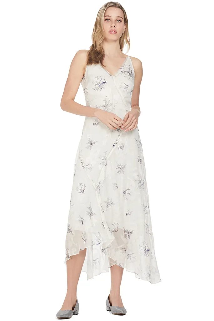 Winter Floral Clip Jacquard Vneck Dress