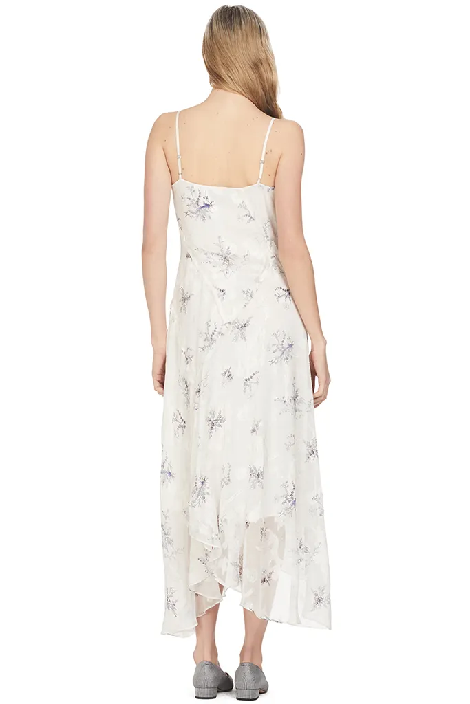Winter Floral Clip Jacquard Vneck Dress