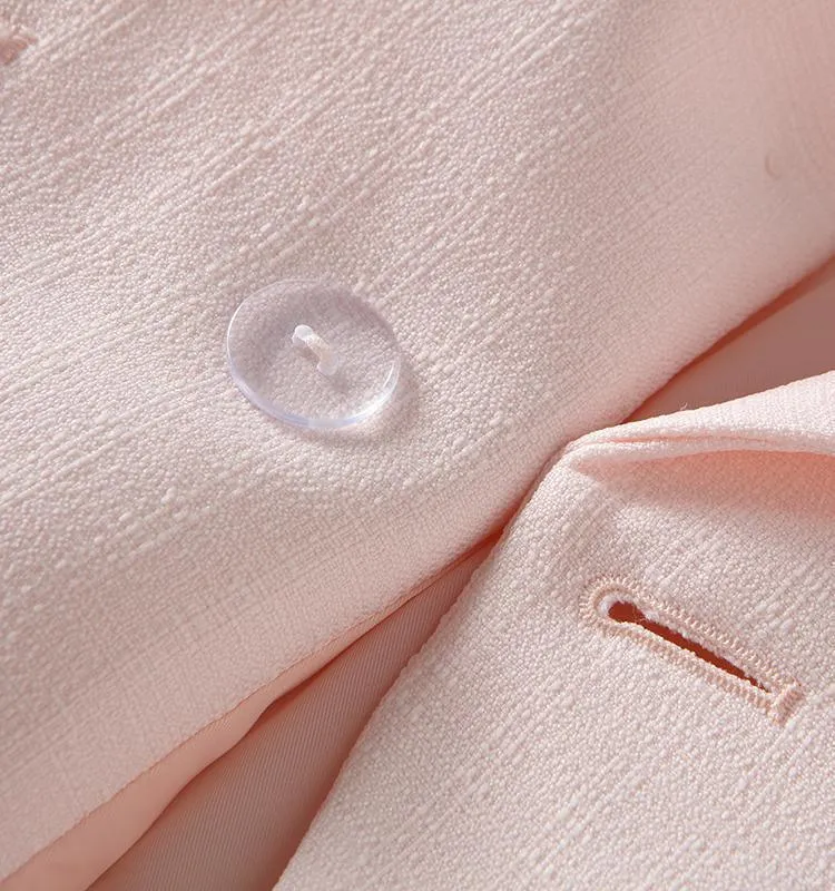 Women Blazer, Elegant Double Breast Blazer, Pink