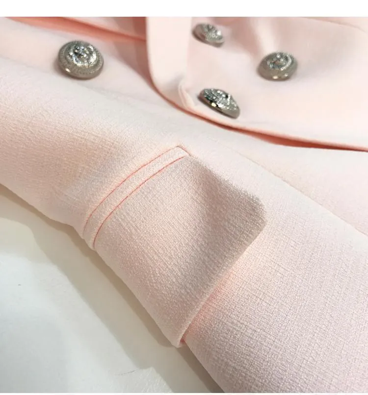 Women Blazer, Elegant Double Breast Blazer, Pink