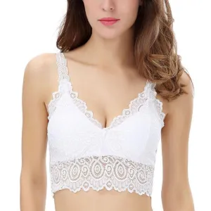 Women Lace Floral Bra Crop Tops Padded Bralette Tank Tops Underwear