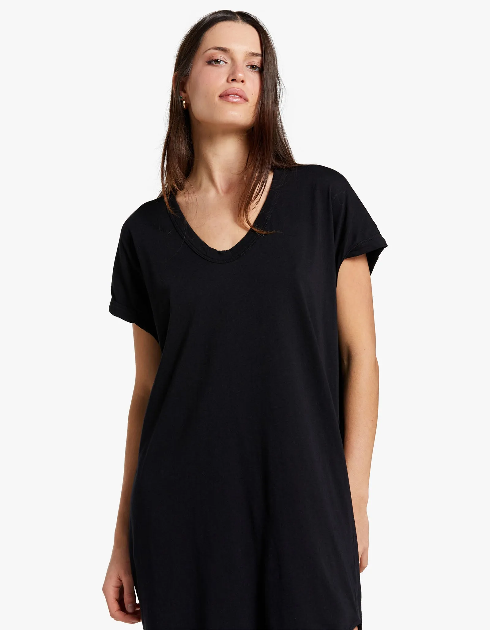 Womens Boxy T Shirt Dress With Tail II - Black