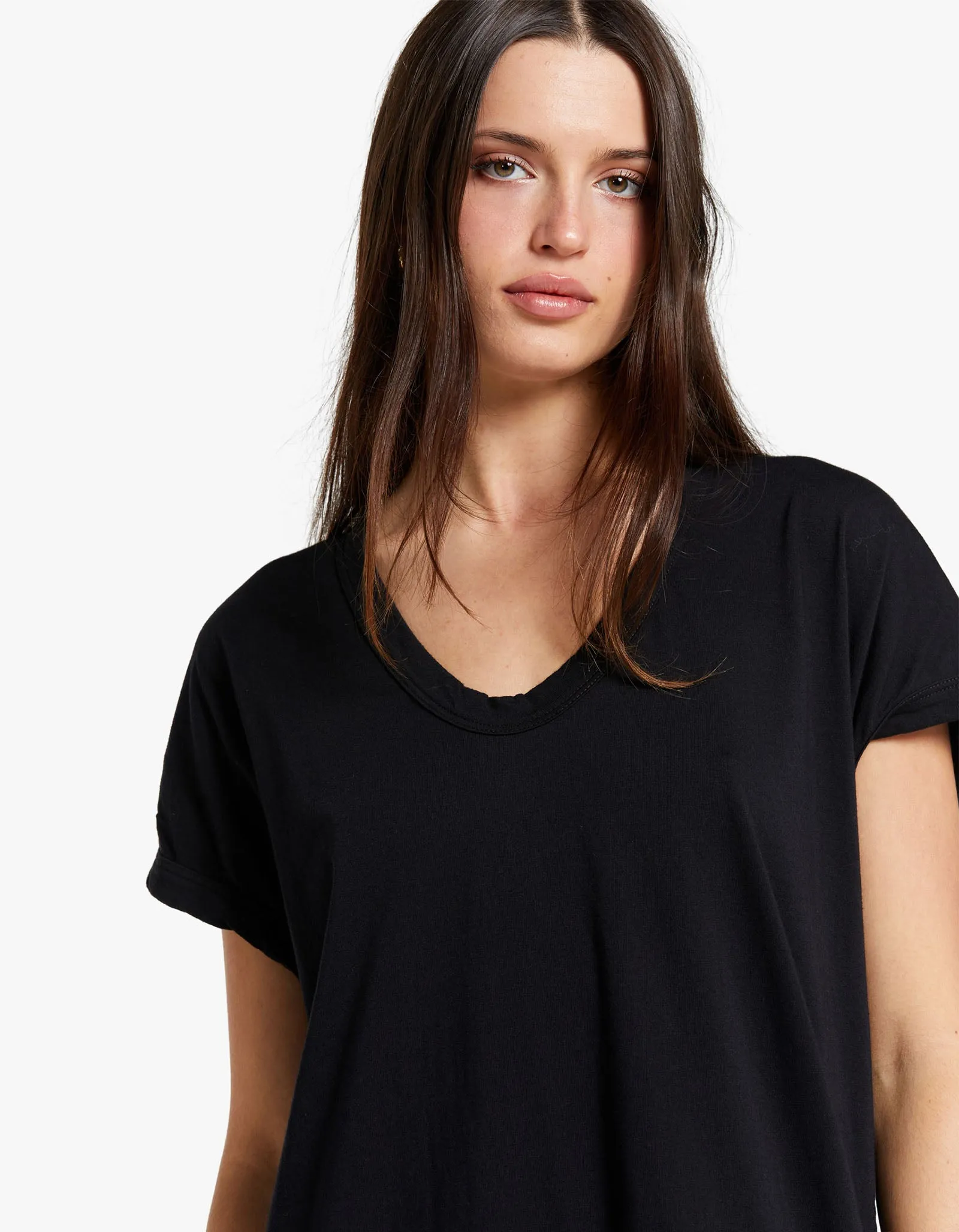 Womens Boxy T Shirt Dress With Tail II - Black