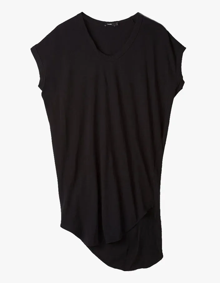 Womens Boxy T Shirt Dress With Tail II - Black