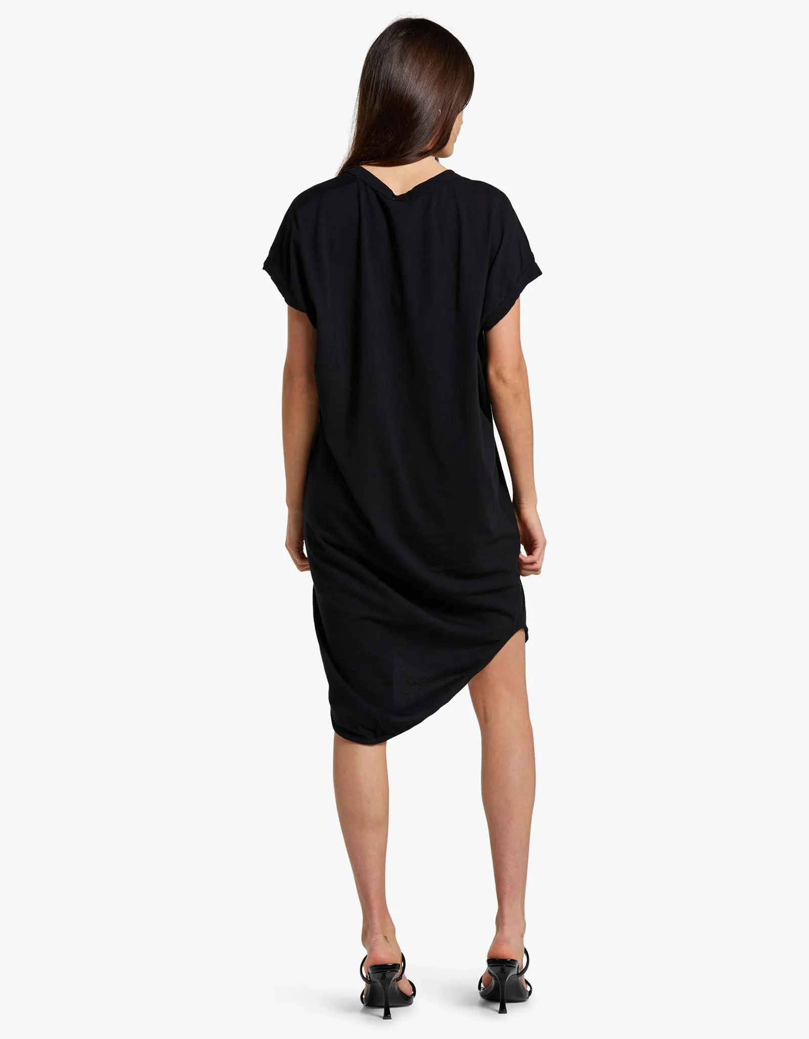 Womens Boxy T Shirt Dress With Tail II - Black