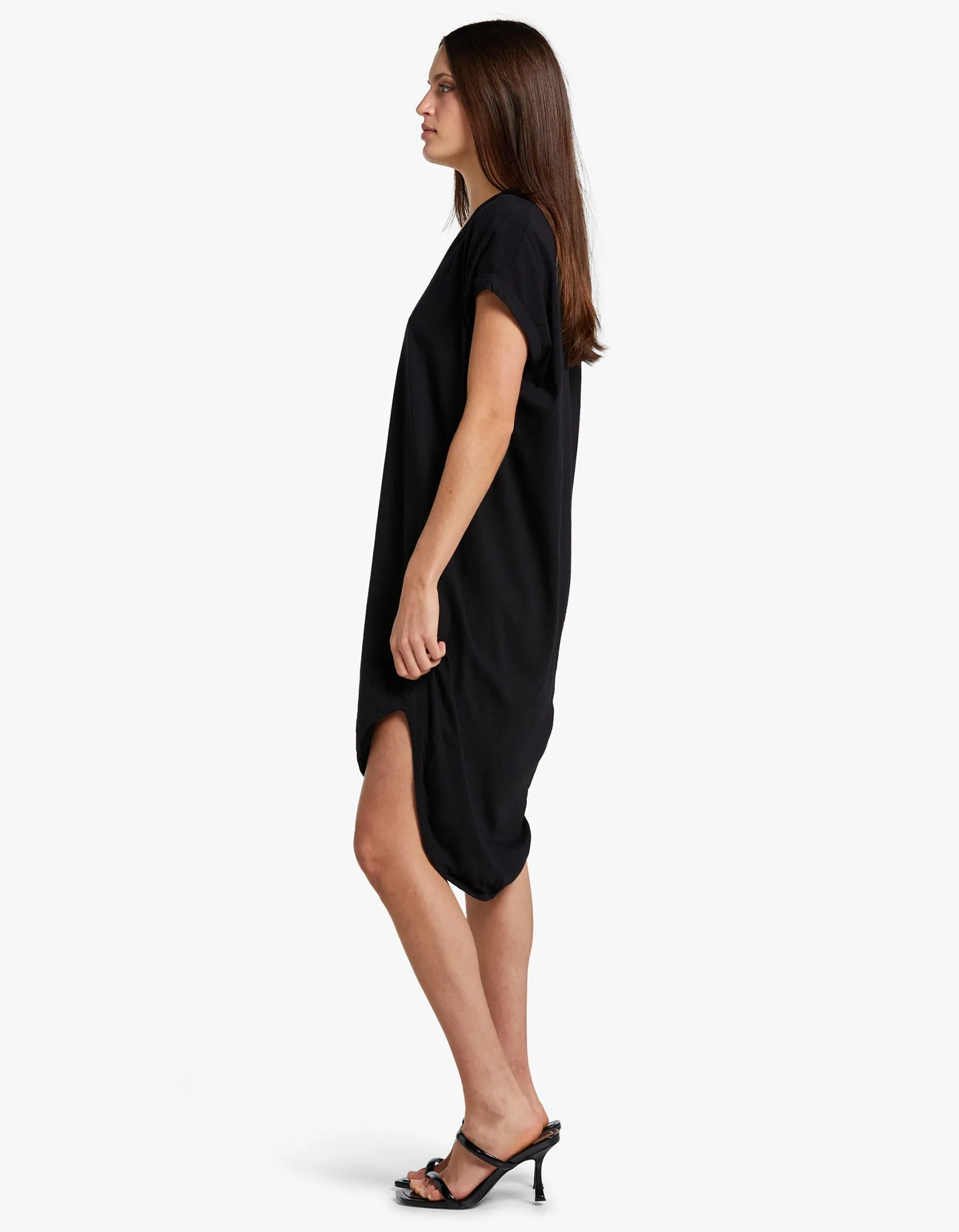 Womens Boxy T Shirt Dress With Tail II - Black