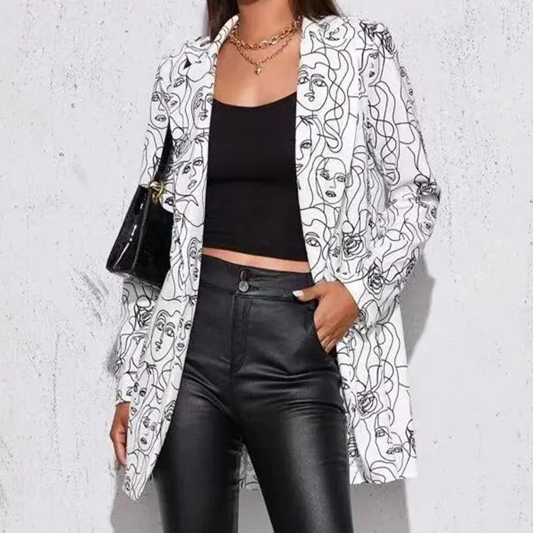 Women's Long Sleeve Blazers Casual Streetwear Letter