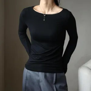 Women's Long Sleeve Modal Stretch Tee – Casual Simple Basics