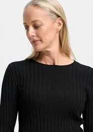 Womens Nami Rib Crew-Black-100063