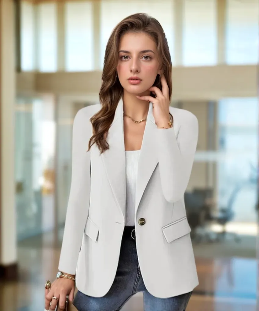 Women’s Tailored Blazer – Single-Breasted – Casual Chic – Notch Lapel – Everyday Layering