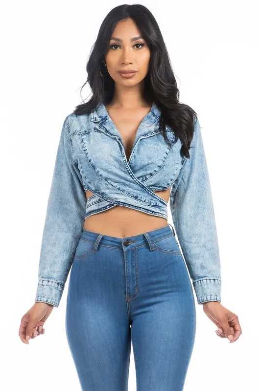 Wrap Style Denim Top/Jacket