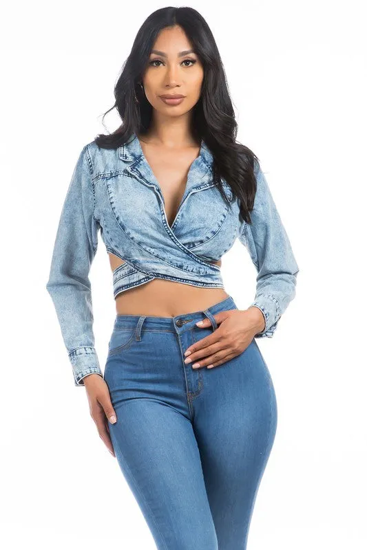 Wrap Style Denim Top/Jacket