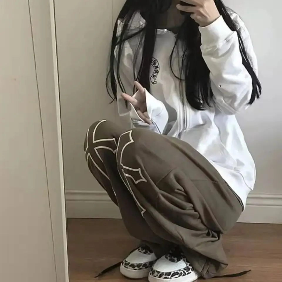 Y2K Pants with Cross Prints for Streetwear