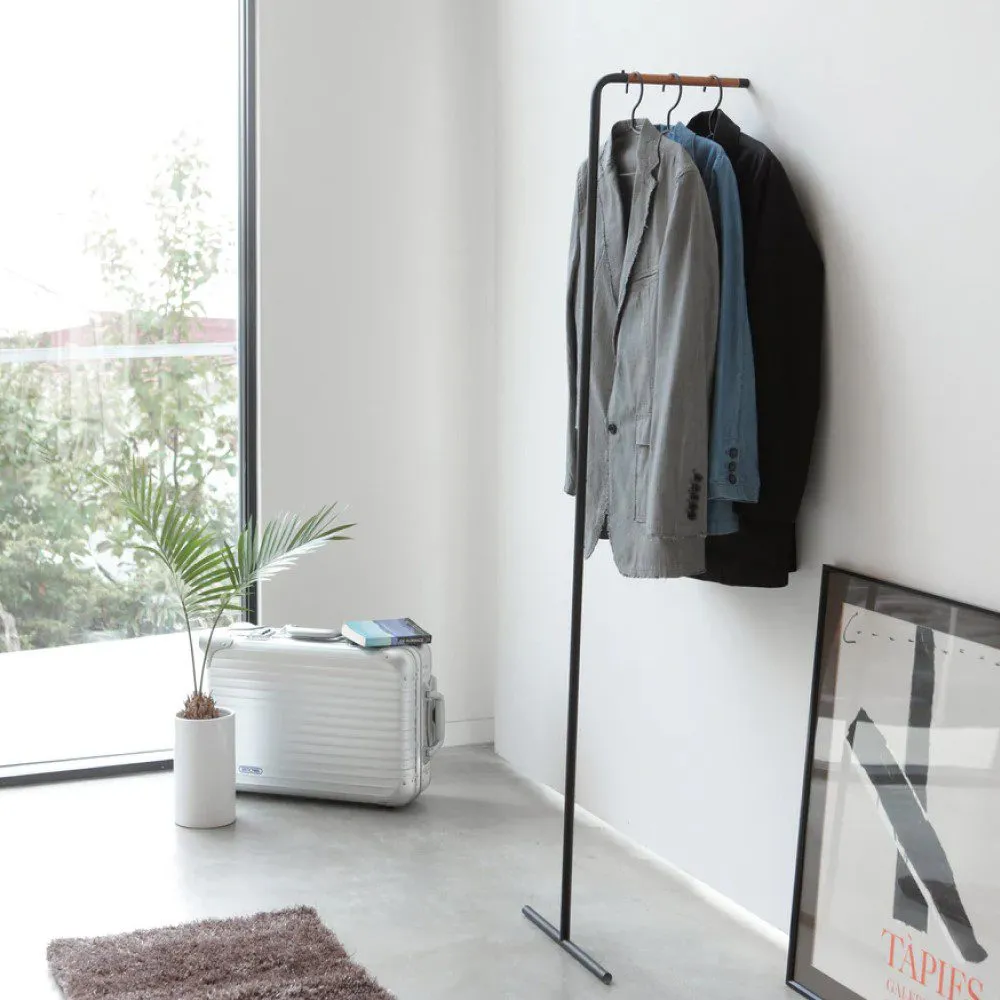 YAMAZAKI Tower Leaning Coat Hanger Rack, Black