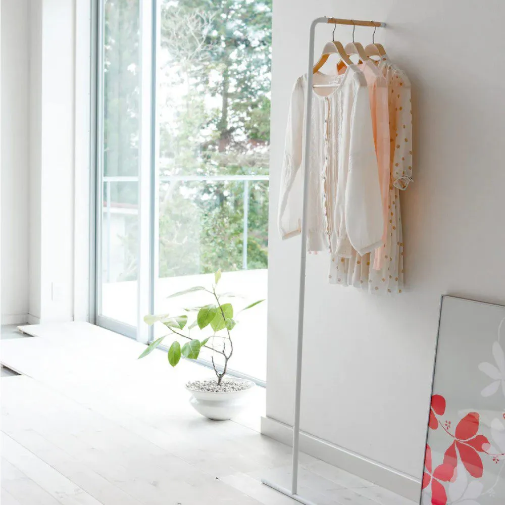 YAMAZAKI Tower Leaning Coat Hanger Rack, White